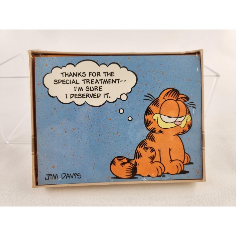 New Hallmark Garfield Thank You Cards 8 Notes Envelopes 1978 Vtg Cartoon Cat